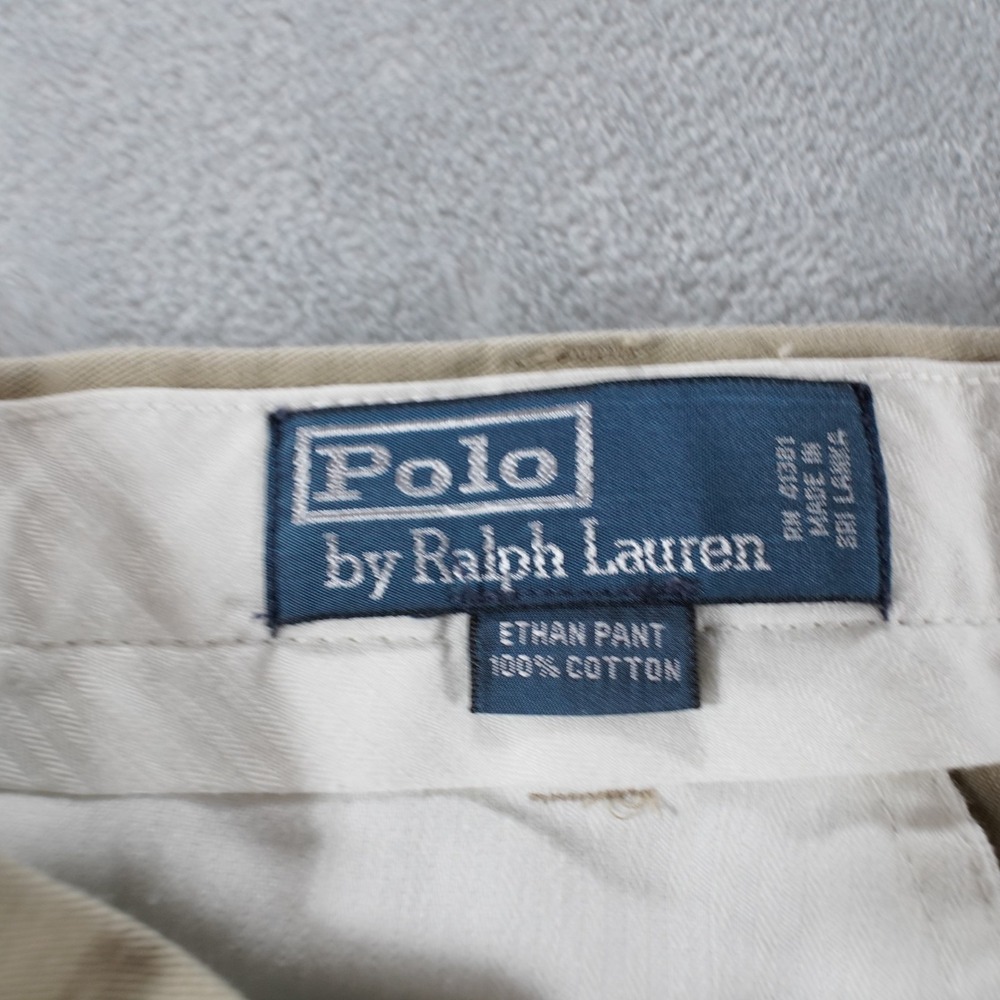VTG Polo Ralph Lauren Ethan Pleated Chinos Mens35 Tan 100% Cotton 90s Classic - Picture 4 of 16
